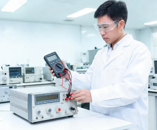 Calibration technician at reference bench