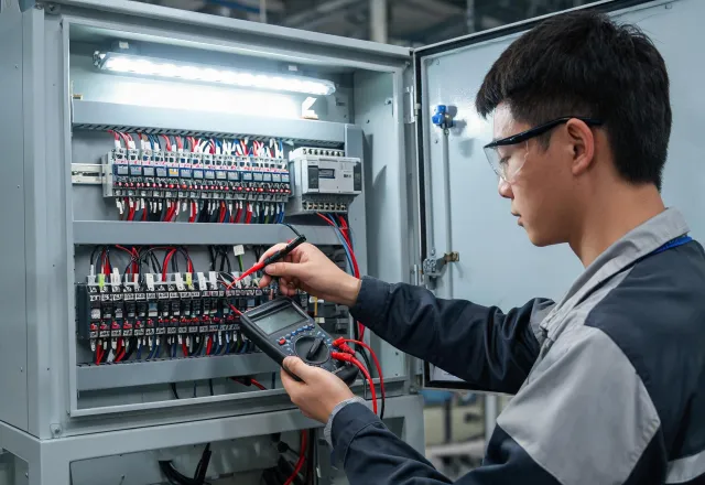 Panel builder validating control multimeter wiring